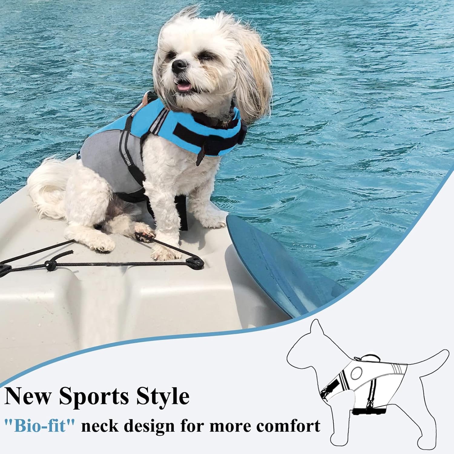 Sports Style Dog Life Jacket with Adjustable & Durable, Extra Flotation Swim Life Vest with Secure Fastening System for Small Dogs, Blue