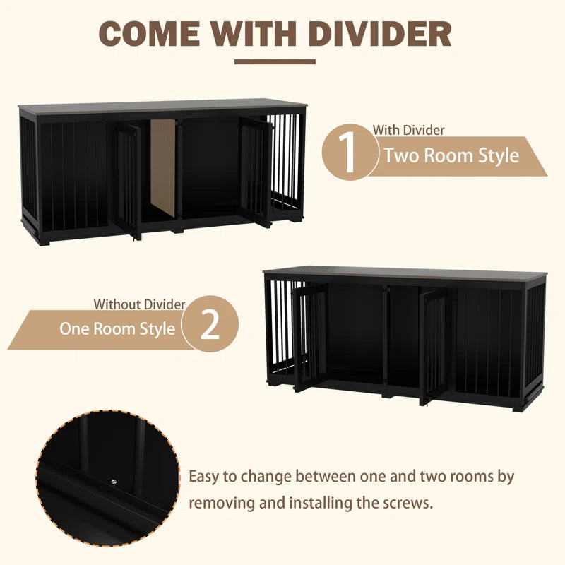Large Dog Crate with Tray and Divider
