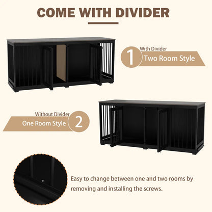 Large Dog Crate with Tray and Divider