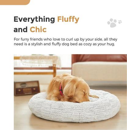 Dog Beds Donut Bed, for Small Medium Large Dogs & Cats with Orthopedic Memory Foam, Fluffy and Chic Washable Bed Multiple Sizes (23'')