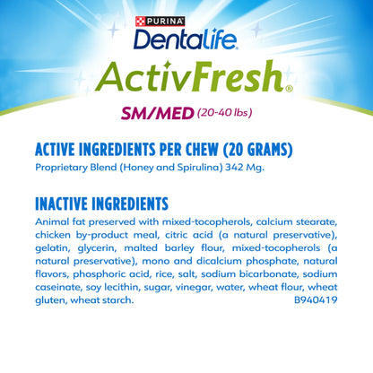 Purina  Activfresh Small & Medium Dog Treats with Chicken Chews, 30 Count Pouches (3 Pack)
