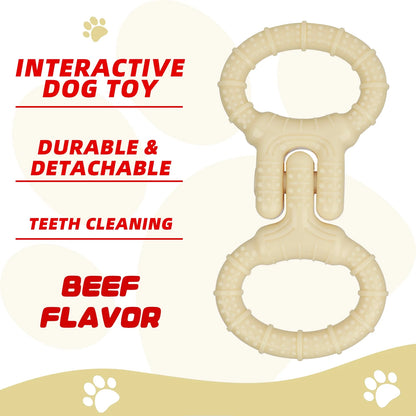 Dog Toys for Aggressive Chewers, Outdoor Tug Dog Toy for Small Medium Large Breeds, Beige