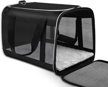 Tomykii Pet Carrier,Soft-Sided Collapsible Cat Dog Carrier,Pet Travel Carrier Bag for Small Medium Cats Dogs Puppies Rabbits, Black, 3 Piece Set
