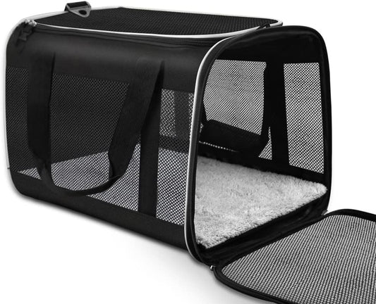 Tomykii Pet Carrier,Soft-Sided Collapsible Cat Dog Carrier,Pet Travel Carrier Bag for Small Medium Cats Dogs Puppies Rabbits, Black, 3 Piece Set