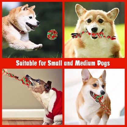 Christmas Dog Toys, 6 Pack Cotten Dog Rope Toys with Frisbee, Tug of War, Dog Gifts for Christmas, Dog Tug Toys Teething for Small and Medium Dogs