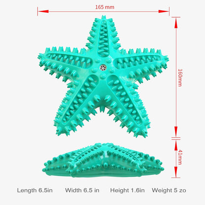 Dog Toys for Aggressive Chewers, Dog Teething Cleaning Toothbrush Toy, Durable Squeaky Interactive Starfish Puppy Toys for Small Medium Large Breed