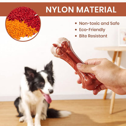 Tough Dog Toys Aggressive Chew Toys for Medium Large Dogs, Durable Dog Bones for Aggressive Chewers, Nylon Dog Teething Cleaning Toys Interactive Dog Toys Puppy Chewers Dogs