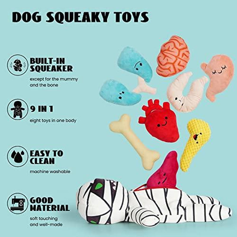 Nocciola 9-In-1 Zombie Plush Squeaky Dog Toy Set - Perfect Christmas Gift for Small & Medium Dogs!