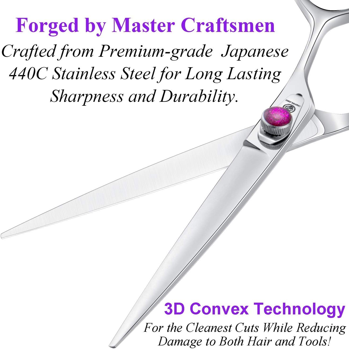 7 Inches Dog Grooming Scissors Dog Cutting Shears Professional Trimming Shears for Dog Cat Pet Japanese Stainless Steel Purple
