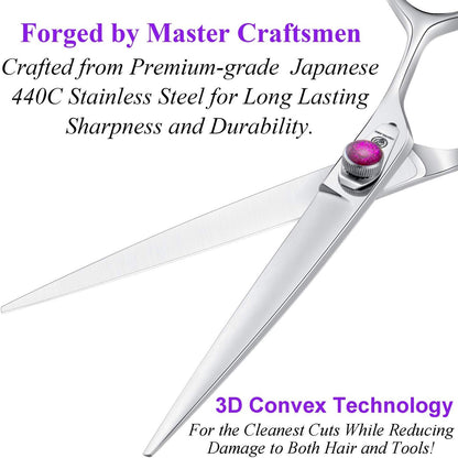 7 Inches Dog Grooming Scissors Dog Cutting Shears Professional Trimming Shears for Dog Cat Pet Japanese Stainless Steel Purple