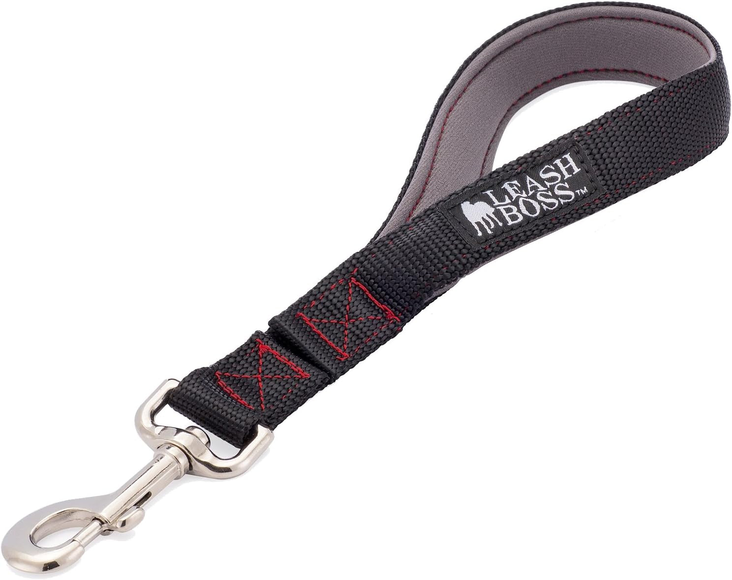 Short Dog Leash with Padded Handle - 12, 18, and 24 Inch Leads for Large Dogs - 1 Inch Nylon (12 In, Black/Red/Gray)