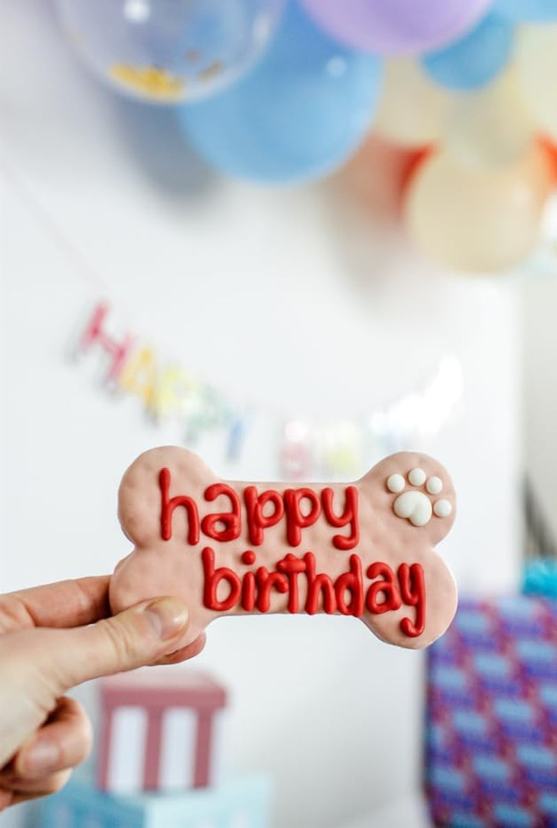 Wufers Dog Birthday Cookie Box - Dog Cookies, Human Grade Ingredients, Cute Hand Decorated and Gentle for Tummies of All Breed Sizes - 9 Cookies, Birthday Girl