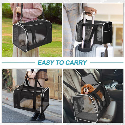 Tomykii Pet Carrier,Soft-Sided Collapsible Cat Dog Carrier,Pet Travel Carrier Bag for Small Medium Cats Dogs Puppies Rabbits, Black, 3 Piece Set