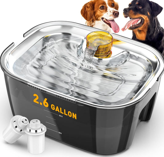 Dog Water Fountain,Dog Water Bowl Dispenser 2 Gallon for Giant Dogs,Extra Lar...