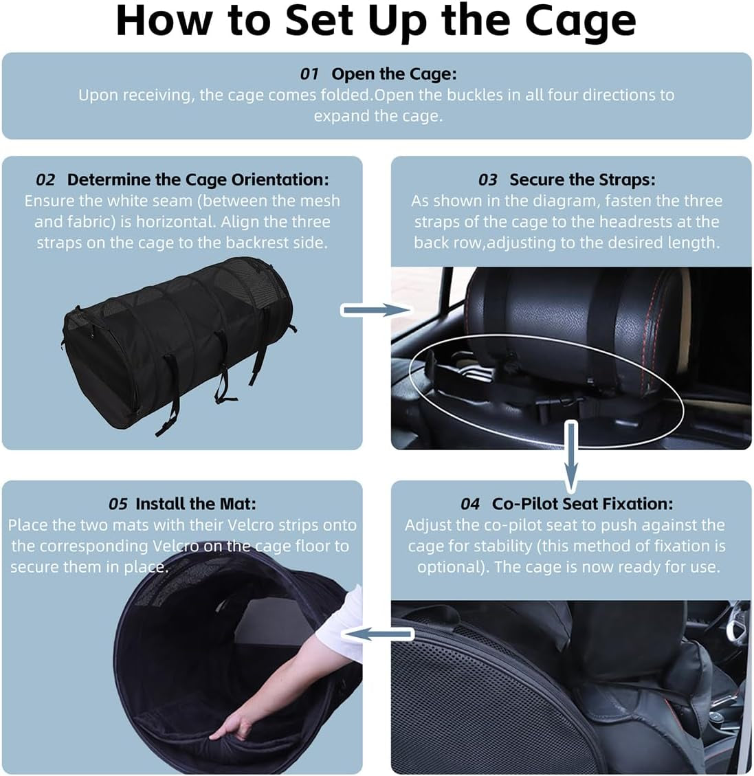 Pet Tube Kennel Car Crate - Soft Tunnel for Small Medium Large Dogs Cats, Dual-Side Doors, Secured Mat, Compact Storage, Comfortable Sturdy Materials for Long-Lasting Use