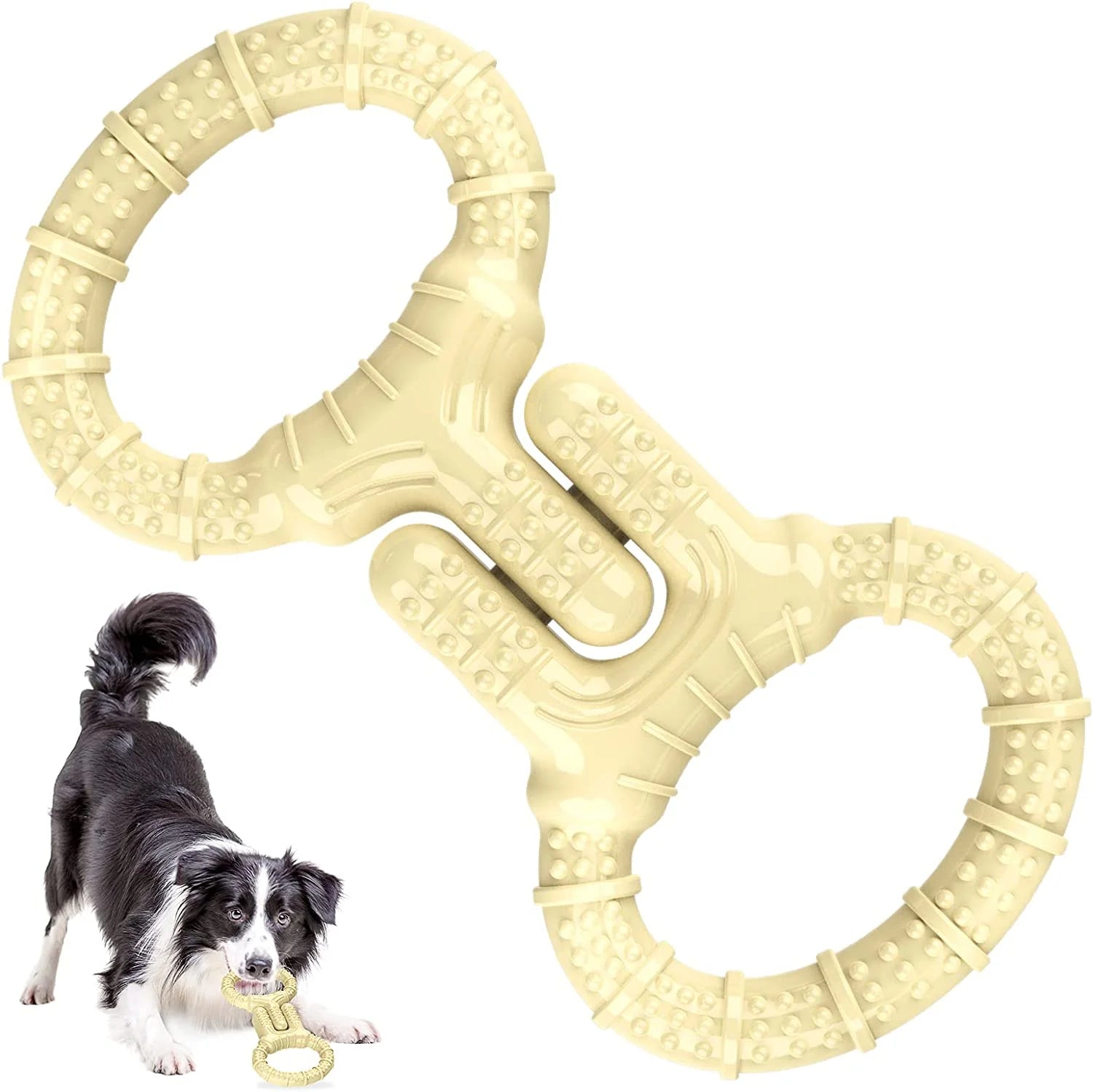 Dog Toys for Aggressive Chewers, Outdoor Tug Dog Toy for Small Medium Large Breeds, Beige
