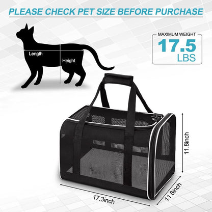 Tomykii Pet Carrier,Soft-Sided Collapsible Cat Dog Carrier,Pet Travel Carrier Bag for Small Medium Cats Dogs Puppies Rabbits, Black, 3 Piece Set