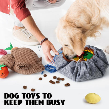 Nocciola Thanksgiving Turkey Dog Toy - 7-in-1 Interactive Puzzle with Squeaky Veggies for All Breeds!