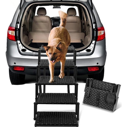 Niubya Portable Dog Ramp for Cars - Lightweight, Non-Slip Folding Steps for Large Dogs, Supports Up to 200 Lbs