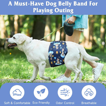 Reusable Dog Diapers Male 3Pcs, Premium Washable Belly Bands for Male Dogs Xsmall, High Absorbing Male Dog Wraps for Doggie & Puppy in Incontinence, Excitable Urination and Training (Bear, XS)
