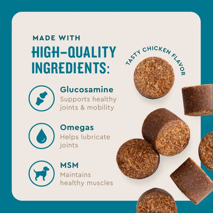 (3 Pack)  Hip & Joint Supplement for Dogs, Chicken Flavored Soft Chews, 7.4 Oz