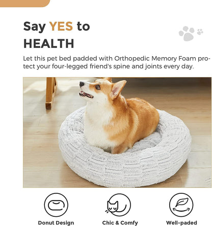 Dog Beds Donut Bed, for Small Medium Large Dogs & Cats with Orthopedic Memory Foam, Fluffy and Chic Washable Bed Multiple Sizes (23'')