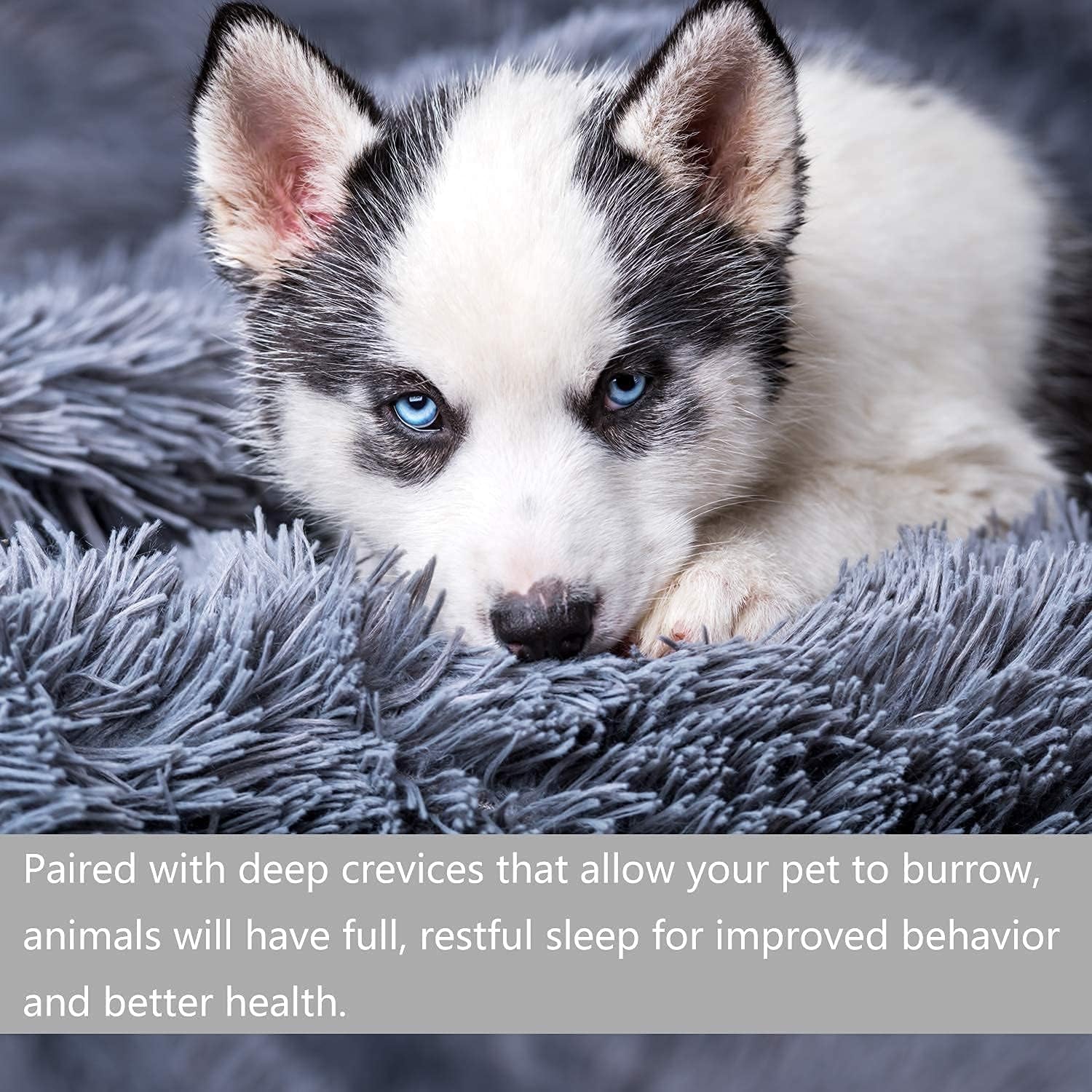 Calming Beds for Large Dogs Improved Sleep, Orthopedic Relief, Washable Long Plush Fluffy Faux Fur Pet Bed Indoor round Pillow Cuddler,Comfortable for anti Anxiet