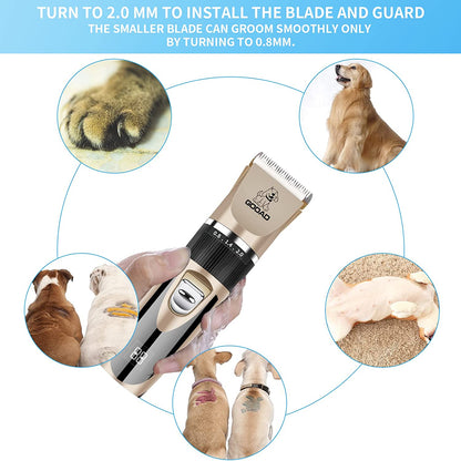 Dog Grooming Clippers and Paw Trimmer Kit - Low Noise Rechargeable Grooming Tool