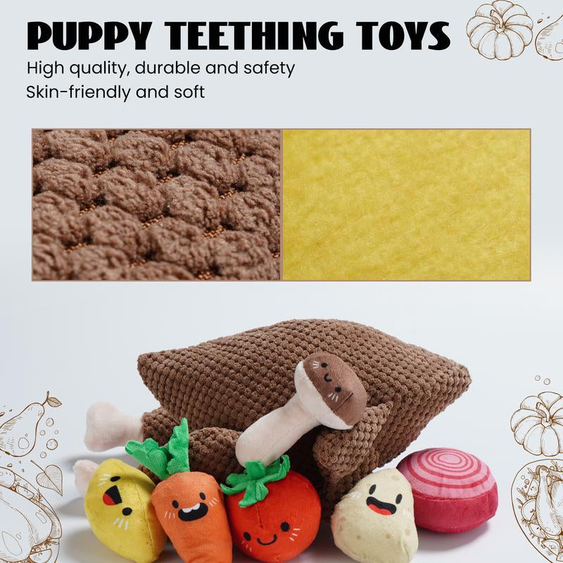 Nocciola Thanksgiving Turkey Dog Toy - 7-in-1 Interactive Puzzle with Squeaky Veggies for All Breeds!