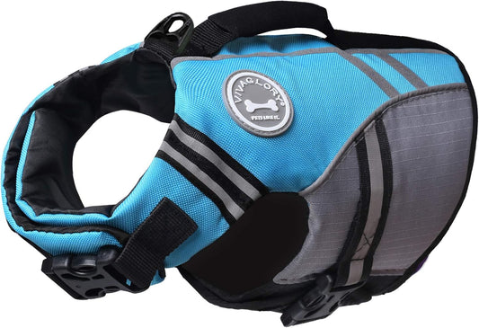 Sports Style Dog Life Jacket with Adjustable & Durable, Extra Flotation Swim Life Vest with Secure Fastening System for Small Dogs, Blue