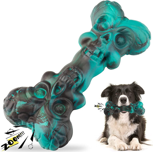 Squeaky Dog Toys for Aggressive Chewers, Indestructible Dog Chew Toy,Tough Dog Toys,Interactive Dog Bones,Natural Rubber Dogs-Teeth Cleaning Chews for Large/Medium Breed Dogs