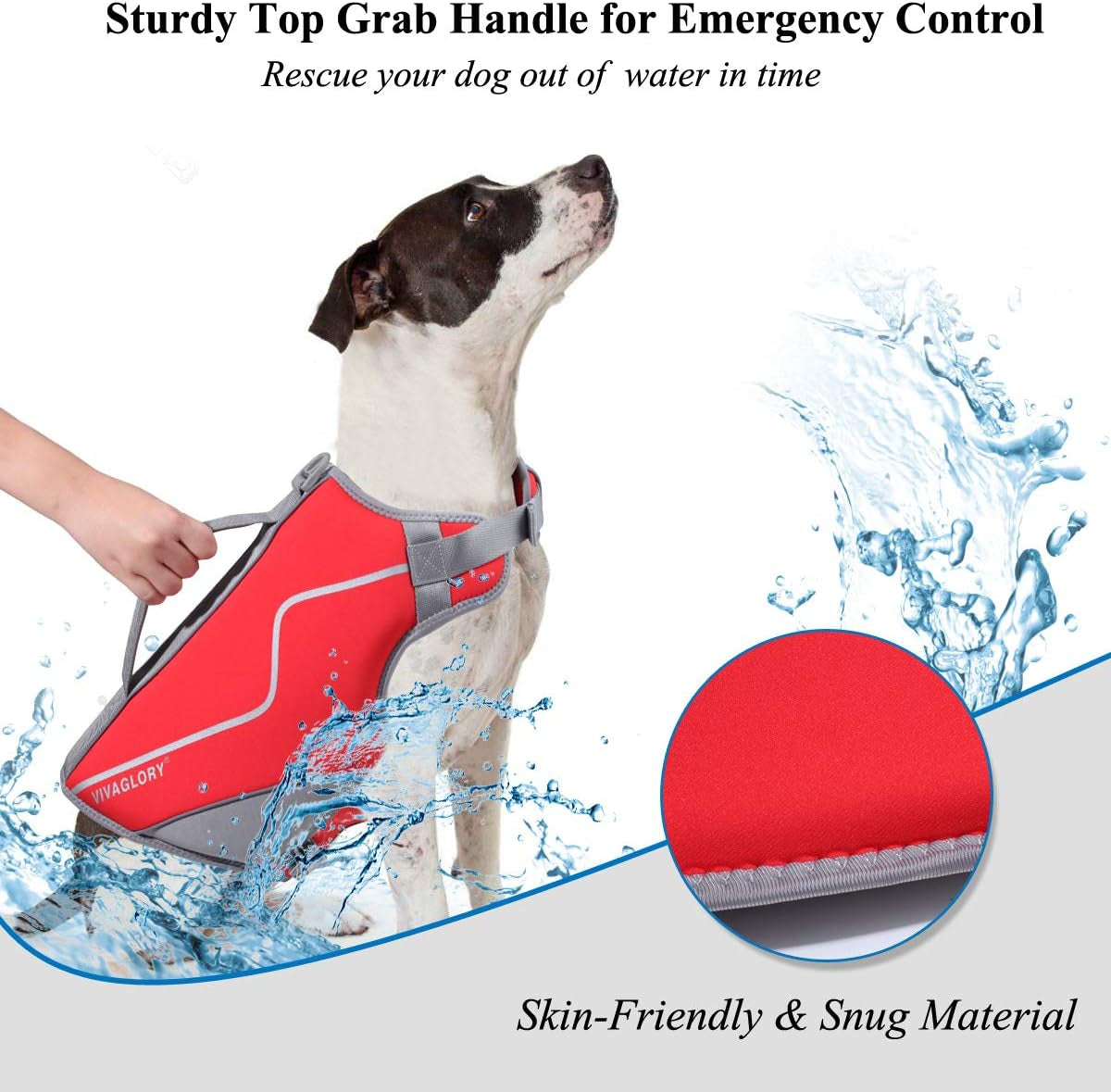 Neoprene Dog Life Jacket Doggy Life Jacket for Boating Hunting & Swimming, Lightweight with Leash Ring, M, Red