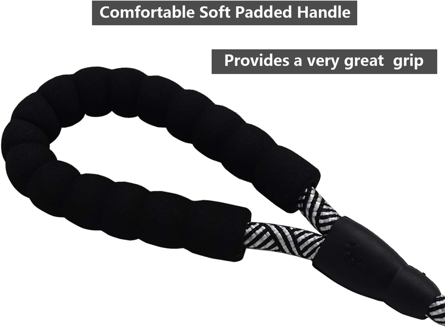 Heavy Duty 10 FT Dog Leash with Comfortable Padded Handle - Reflective, Medium & Large Dogs, Black