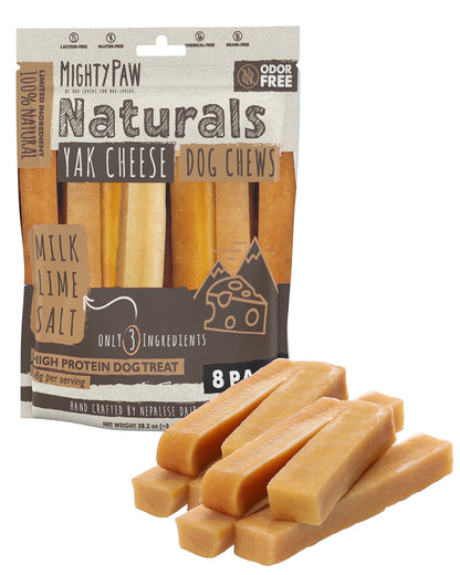 Yak Cheese Himalayan Dog Chews, Natural Long Lasting Pet Fresh Treats (Large, 8 Pack)