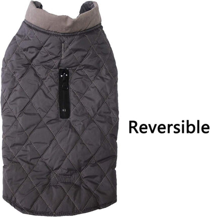 Reversible Dog Coats for Small Dogs Waterproof Warm Dog Jacket for Cold Winter,Grey M