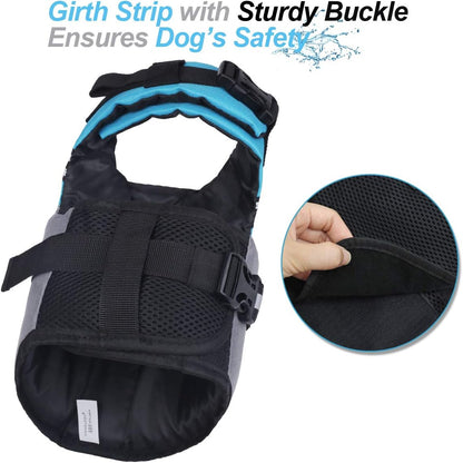 Sports Style Dog Life Jacket with Adjustable & Durable, Extra Flotation Swim Life Vest with Secure Fastening System for Small Dogs, Blue