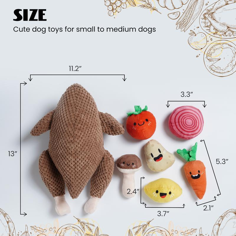 Nocciola Thanksgiving Turkey Dog Toy - 7-in-1 Interactive Puzzle with Squeaky Veggies for All Breeds!