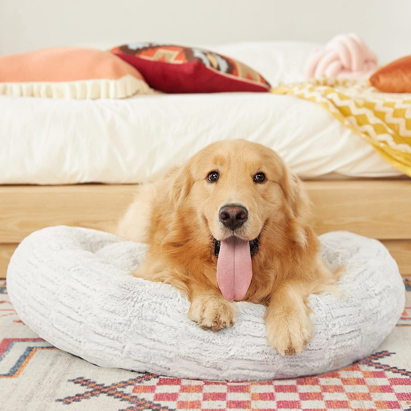 Dog Beds Donut Bed, for Small Medium Large Dogs & Cats with Orthopedic Memory Foam, Fluffy and Chic Washable Bed Multiple Sizes (23'')