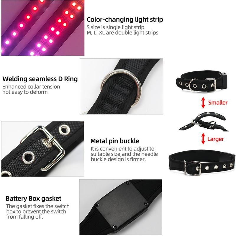 Gift for Pets, LED Light up Dog Collars, Rechargeable Lighted Dog Collar with USB Charging Cable, Glow in the Dark Dogs Collars for Night Walking & Running, Christmas Gift