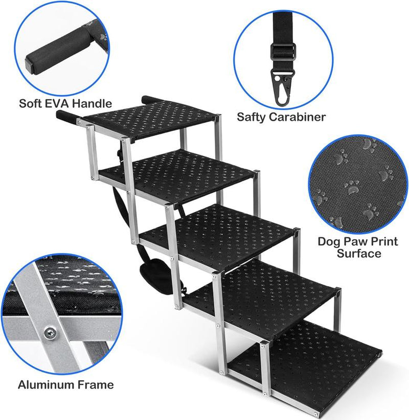 Niubya Portable Dog Ramp for Cars - Lightweight, Non-Slip Folding Steps for Large Dogs, Supports Up to 200 Lbs