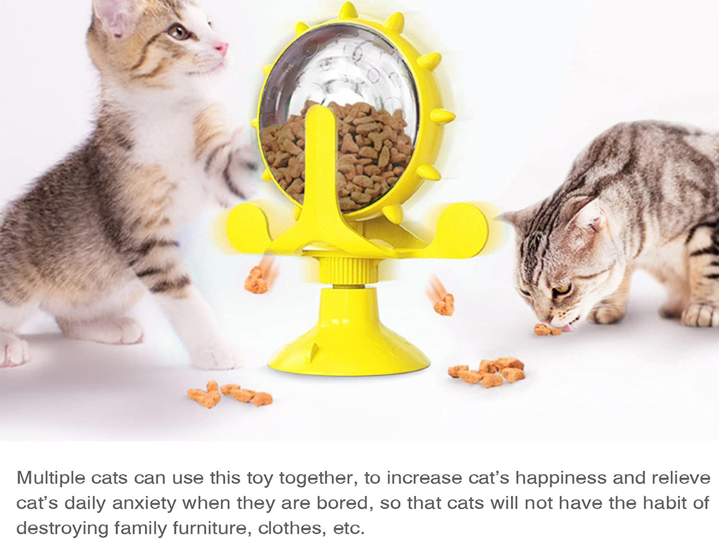 Dog Puzzle Toys,Cat Slow Feeder Windmill Treat Dispensing Dog Toys Powerful Suction Cup Dog Treat Toy Cat Puzzle Feeder Interactive Dog Toys Cat Toys (Yellow)