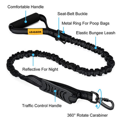 6FT Highly Reflective Heavy Duty Elastic Bungee Medium and Large Dog Leash Sh...