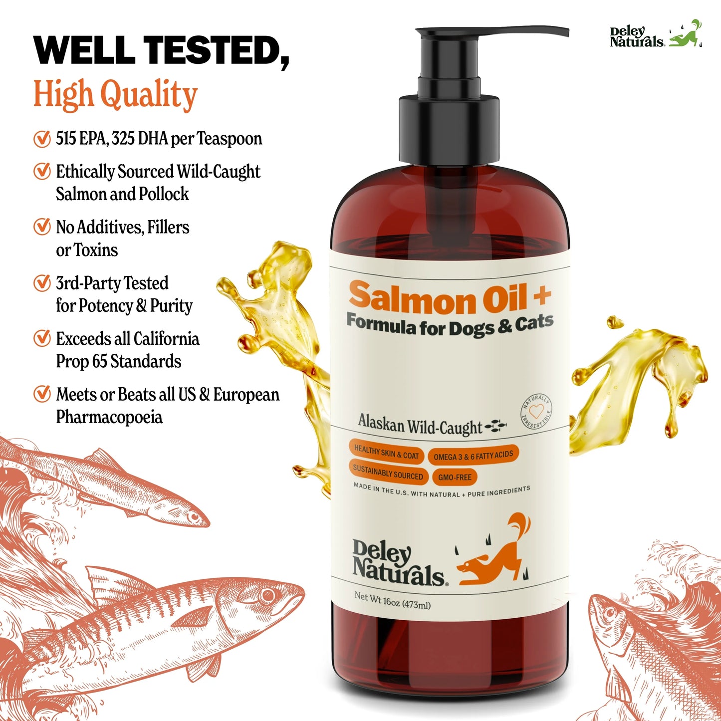 Alaskan Wild Caught Salmon Oil for Dogs & Cats plus Formula