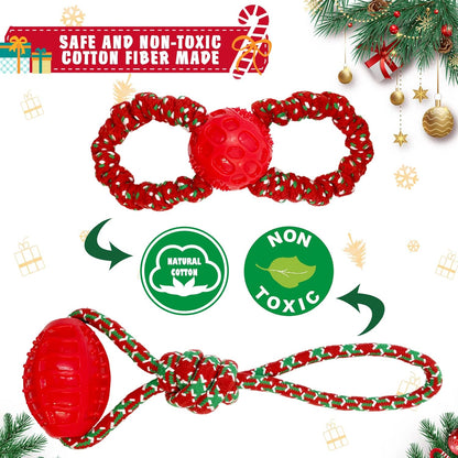 Christmas Dog Toys, 2 Pack Dog Christmas Toys, Dog Gifts for Christmas, Cotten Rope Tug of War Dog Teething for Small and Medium Dogs