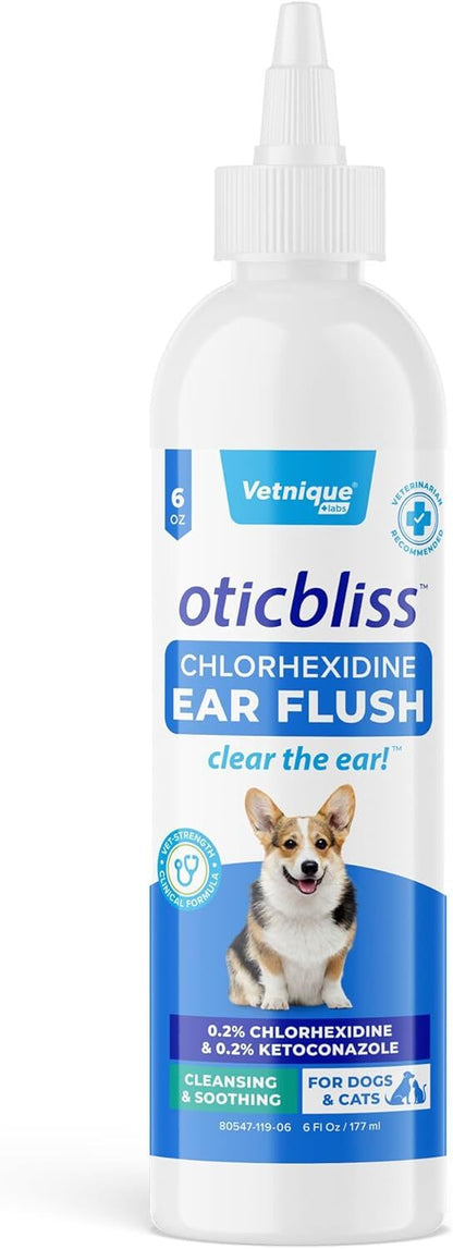 Vetnique Oticbliss Medicated Dog Ear Infection Treatment, Antiseptic Ear Cleaner