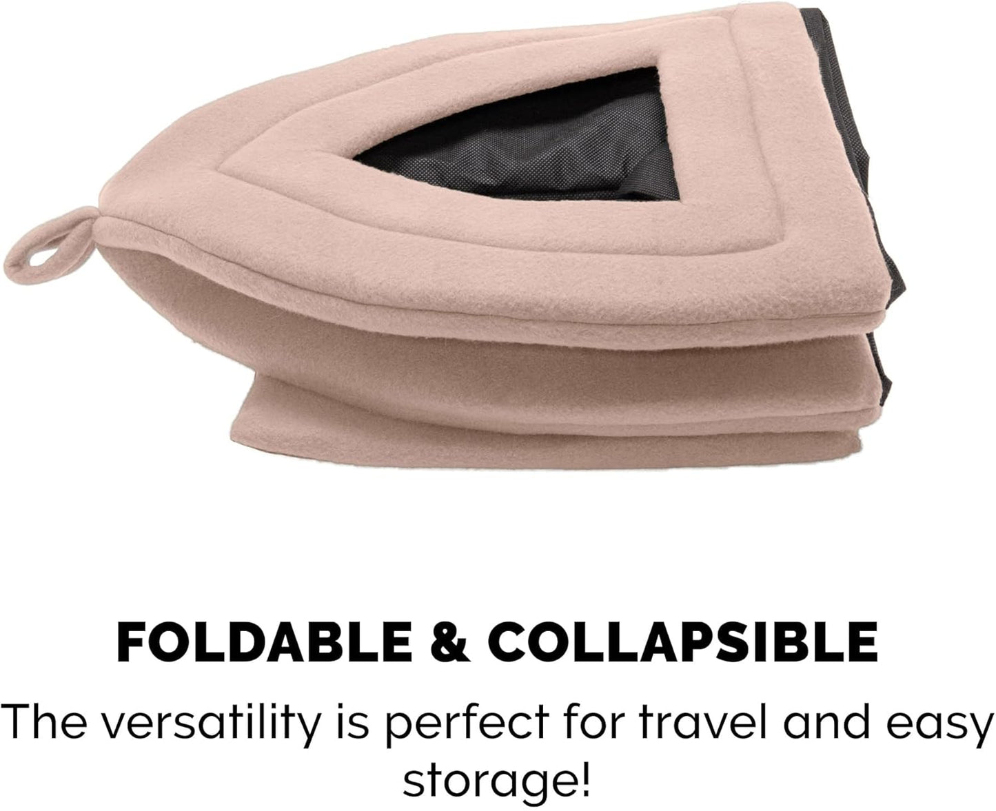 Cat Bed Cave for Indoor Cats & Small Dogs, Washable & Foldable W/ Removable Cushion - Polar Fleece Pet Tent - Beige Buff, Small, 16.0"L X 13.0"W X 13.0"Th
