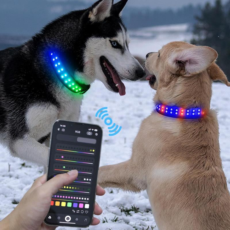 Gift for Pets, LED Light up Dog Collars, Rechargeable Lighted Dog Collar with USB Charging Cable, Glow in the Dark Dogs Collars for Night Walking & Running, Christmas Gift
