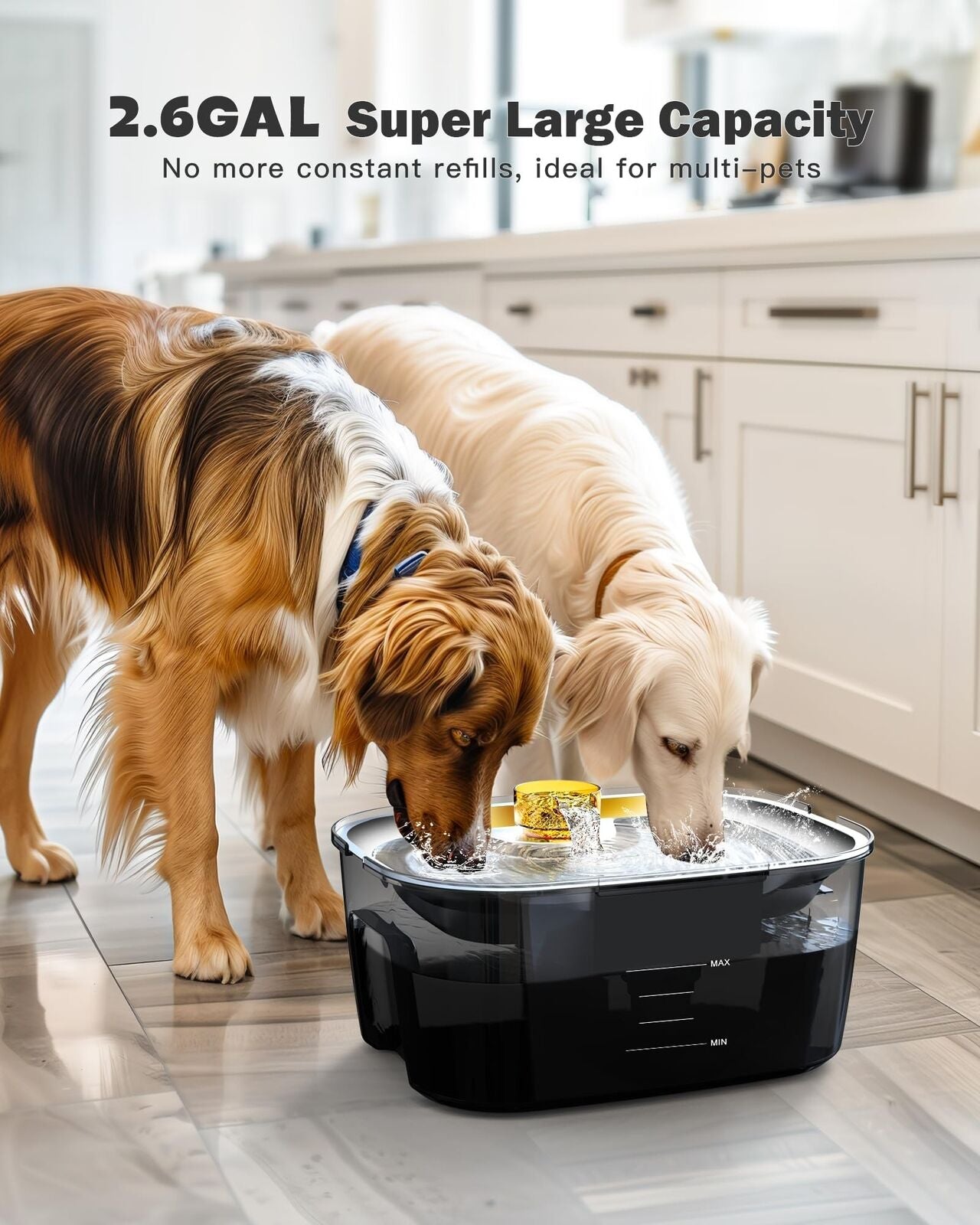 Dog Water Fountain,Dog Water Bowl Dispenser 2 Gallon for Giant Dogs,Extra Lar...