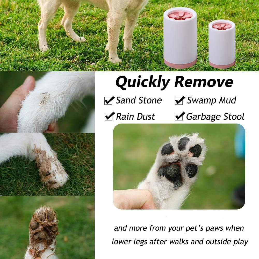 Portable Foot Washer Cup for Small, Medium Dogs and Cats - Muddy Paw Cleaner, Pink L