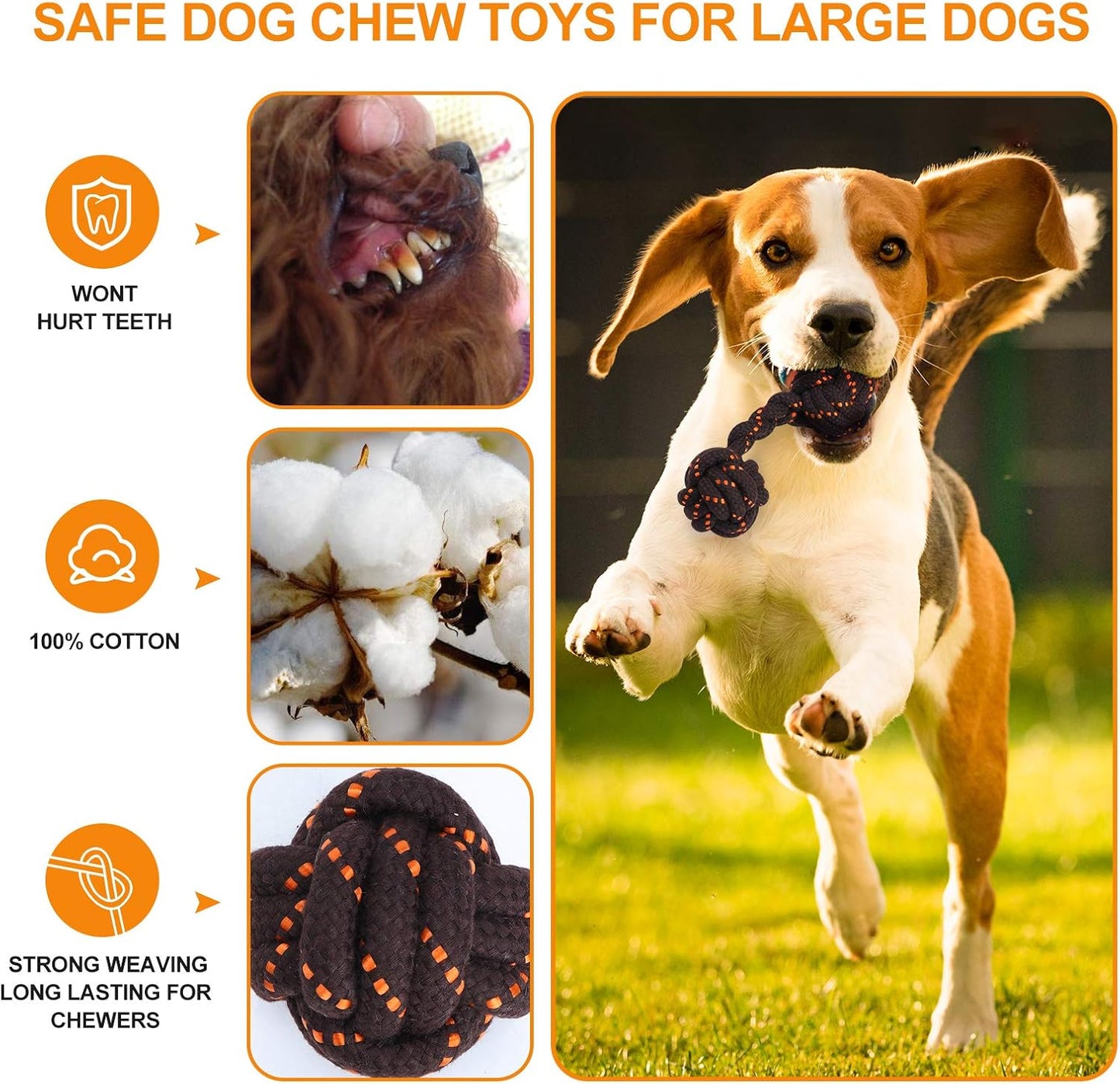 Dog Toys, Squeaky No Stuffing Fox Raccoon Plush Toys Indestructible Cotton Rope Chew Set Toys Tooth Cleaning, Interactive Game,Anxiety Release for Small Medium Aggressive Chewers